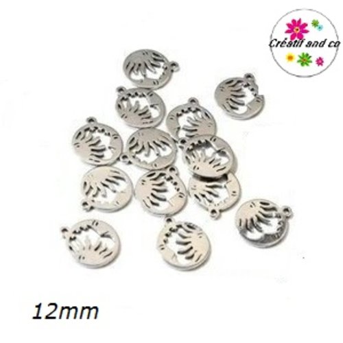 Petit pendentif lune et soleil acier inoxydable 12mm