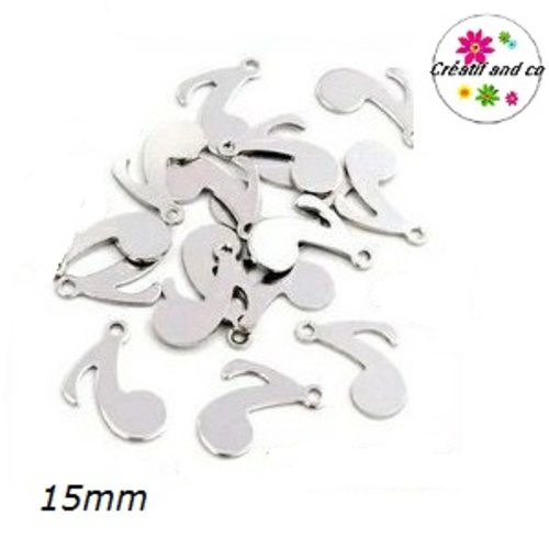 Petit pendentif note de musique acier inoxydable 15mm