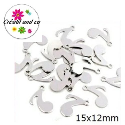 Petit pendentif note de musique acier inoxydable 15mm