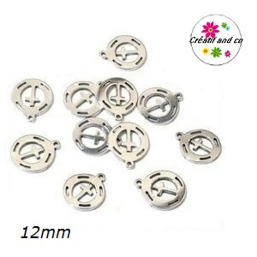 Petit pendentif croix acier inoxydable 12mm