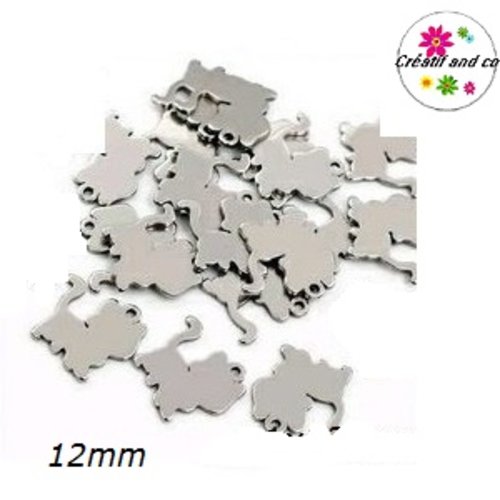 Petit pendentif chat acier inoxydable 12mm