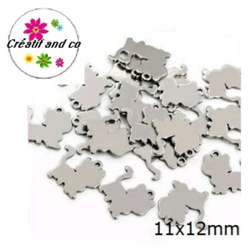 Petit pendentif chat acier inoxydable 12mm