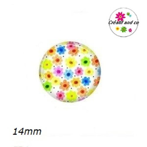 X2 cabochons fleuris 14mm