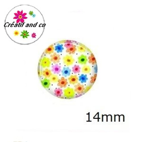 X2 cabochons fleuris 14mm