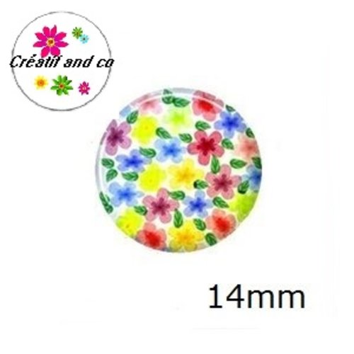 X2 cabochons fleuris 14mm