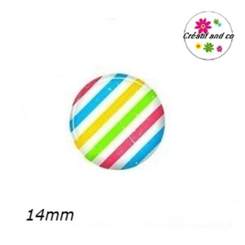 X2 cabochons rayés 14mm