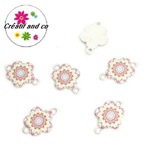 Connecteur fleur mandala émail 19mm