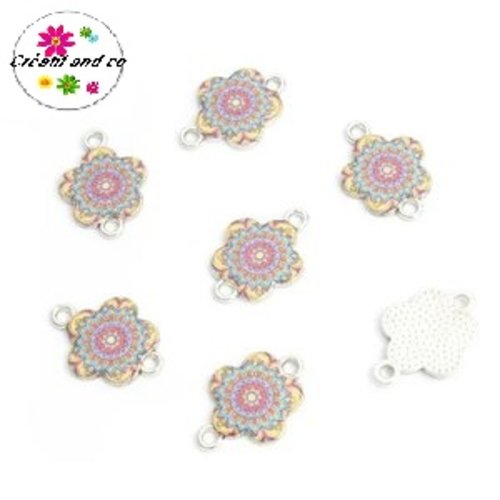 Connecteur fleur mandala émail 19mm