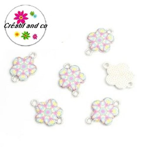 Connecteur fleur mandala émail 19mm