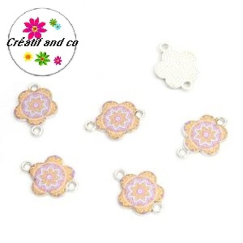 Connecteur fleur mandala émail 19mm