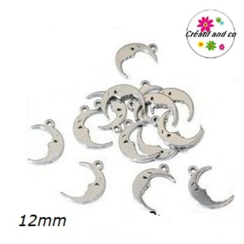 Petit pendentif lune acier inoxydable 12mm