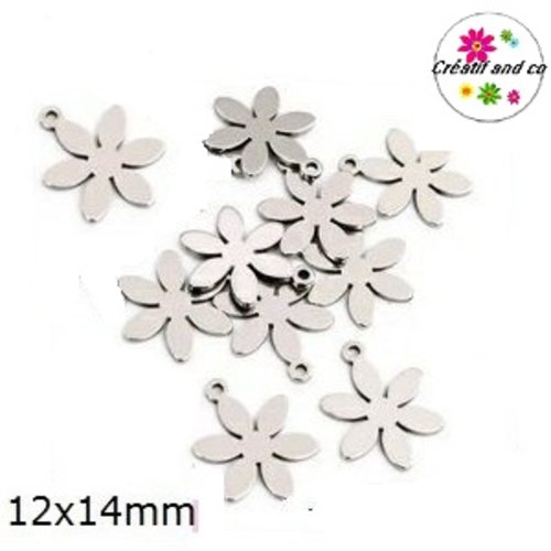 Petit pendentif fleur acier inoxydable 14mm