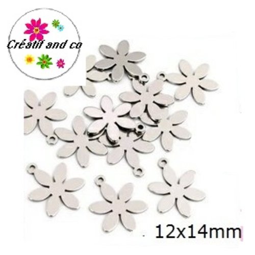 Petit pendentif fleur acier inoxydable 14mm
