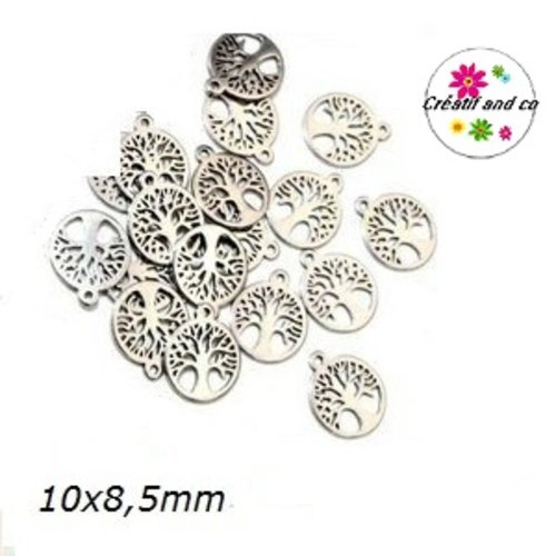 Petit pendentif arbre acier inoxydable 10mm