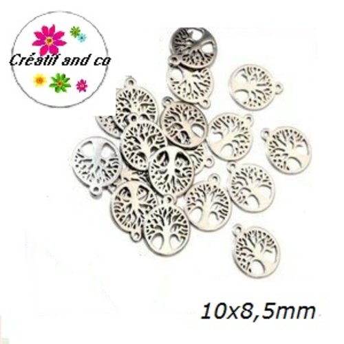 Petit pendentif arbre acier inoxydable 10mm