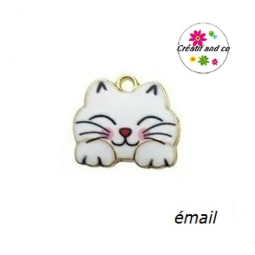 Breloque chat émail 18mm
