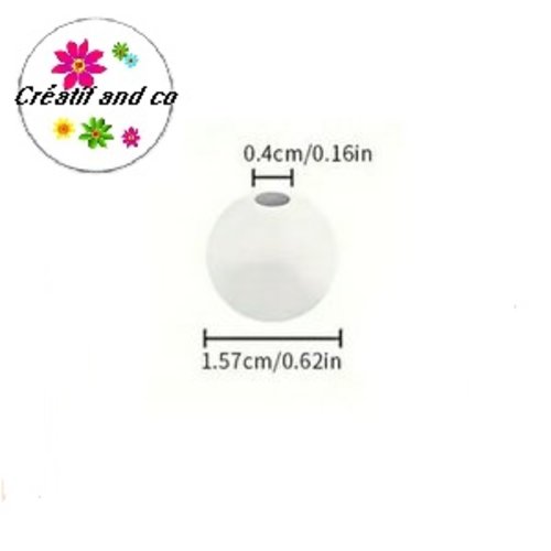X5 grosses perles rondes bois blanches 16mm