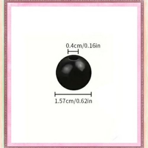 X5 grosses perles rondes bois noires 16mm