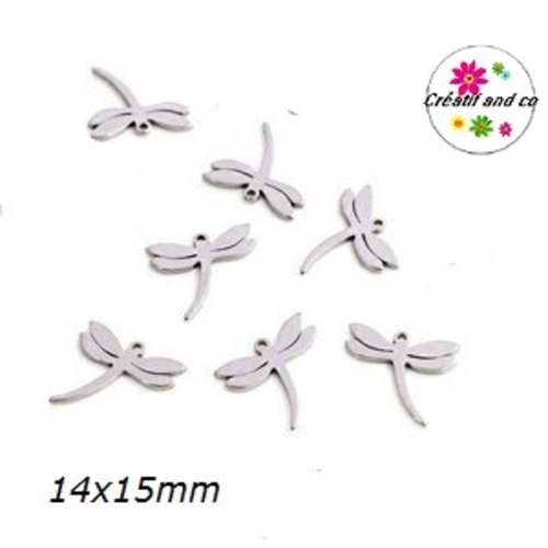 Petit pendentif libellule acier inoxydable 15mm
