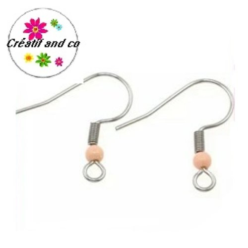 Boucle d'oreille hameçon perle saumon