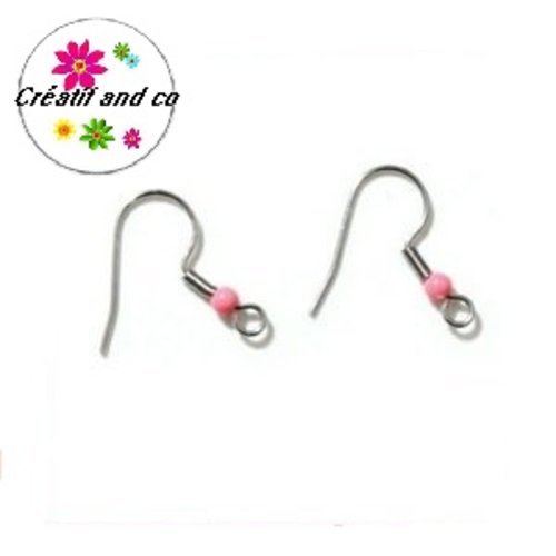Boucle d'oreille hameçon perle rose