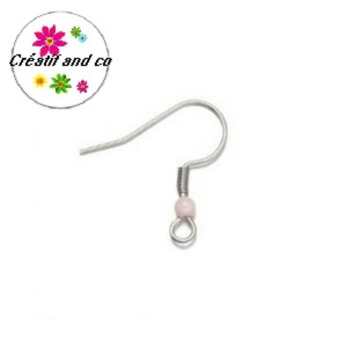 Boucle d'oreille hameçon perle beige