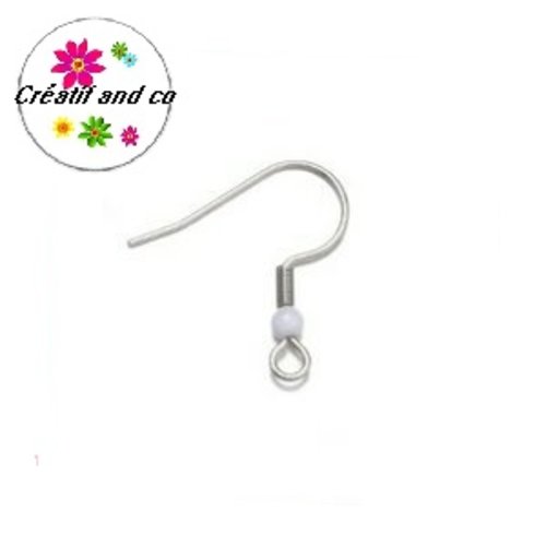 Boucle d'oreille hameçon perle grise claire