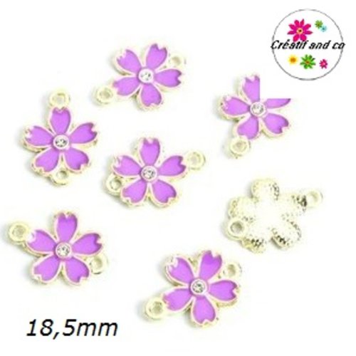 Connecteur fleur mauve émail 18,5mm