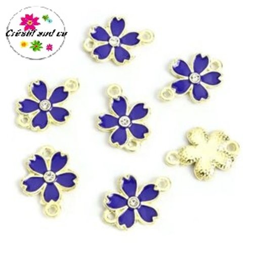 Connecteur fleur bleu roi émail 18,5mm