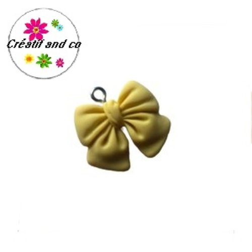 Breloque noeud jaune résine 3d 20mm