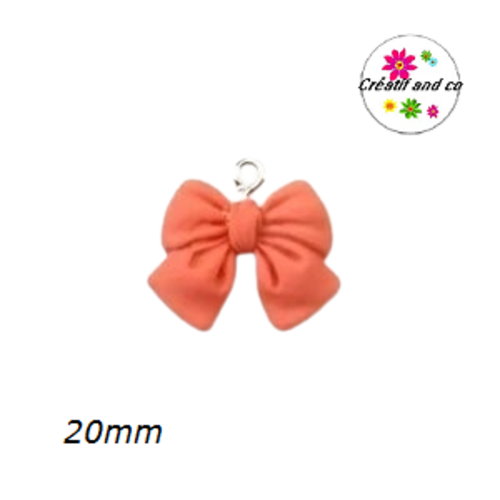 Breloque noeud orange résine 3d 20mm