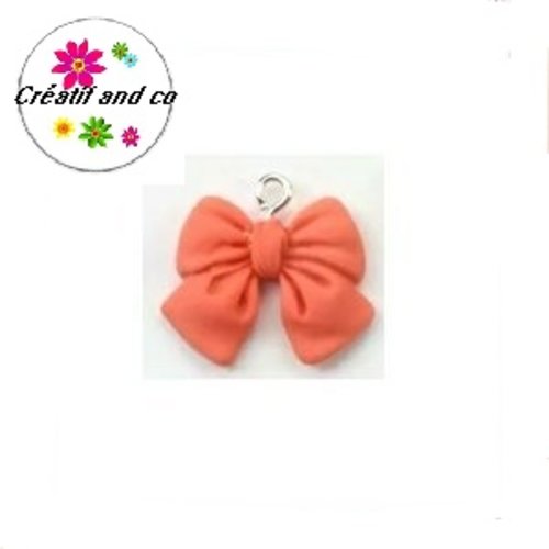 Breloque noeud orange résine 3d 20mm