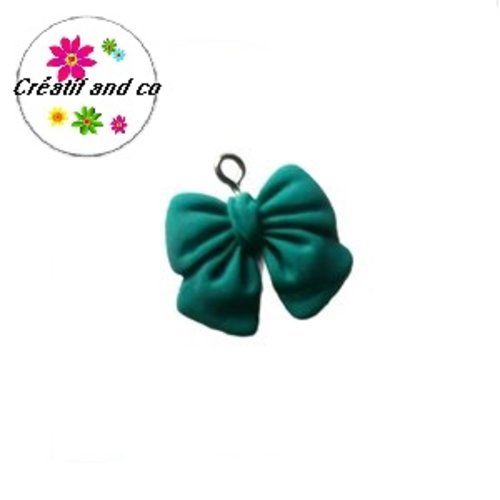 Breloque noeud vert résine 3d 20mm