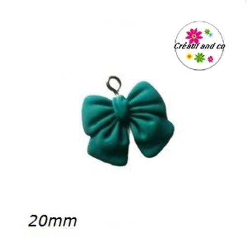 Breloque noeud vert résine 3d 20mm