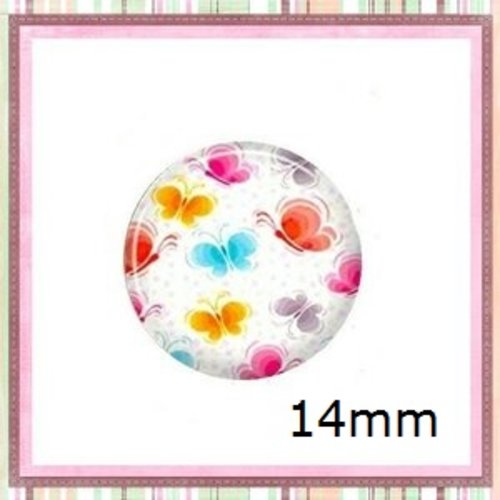 X2 cabochons papillons 14mm