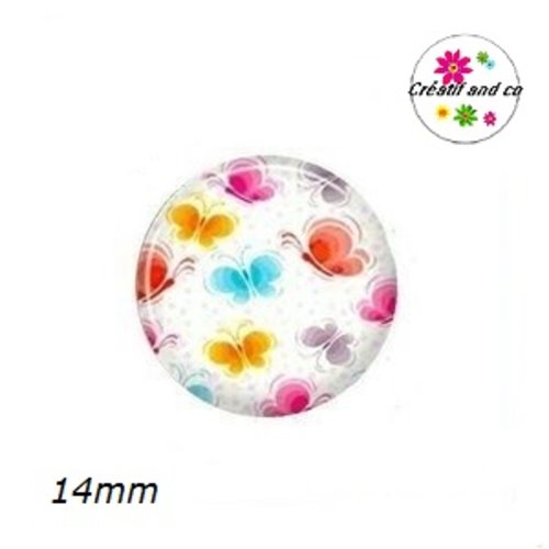 X2 cabochons papillons 14mm