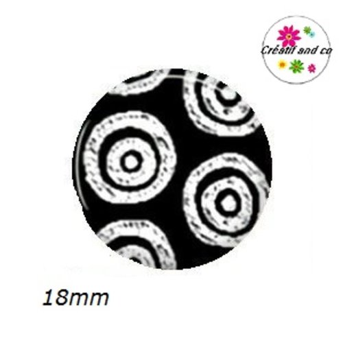 Cabochon à motif noir et blanc 18mm
