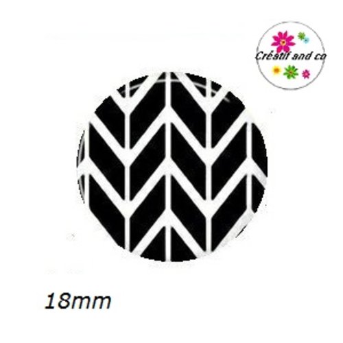 Cabochon à motif noir et blanc 18mm