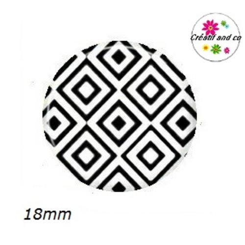 Cabochon à motif noir et blanc 18mm