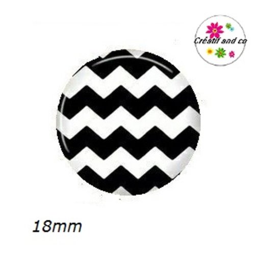 Cabochon à motif noir et blanc 18mm
