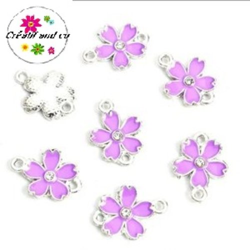 Connecteur fleur mauve émail 18,5mm