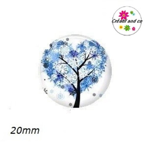 Cabochon arbre de vie bleu 20mm
