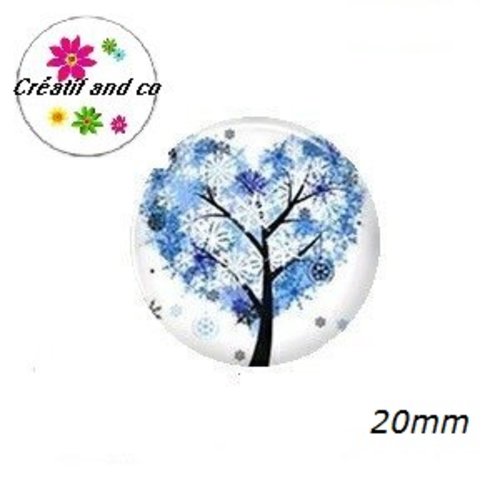 Cabochon arbre de vie bleu 20mm