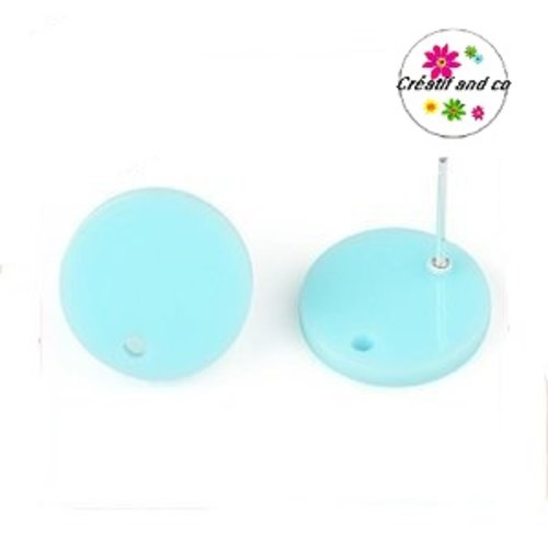 Clou oreille cercle bleu clair acrylique et tige argent 925