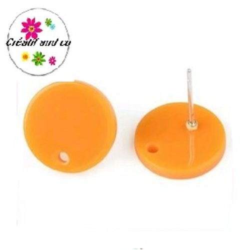 Clou oreille cercle orange moutarde acrylique et tige argent 925