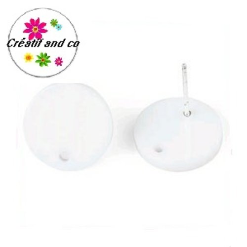 Clou oreille cercle blanc acrylique et tige argent 925