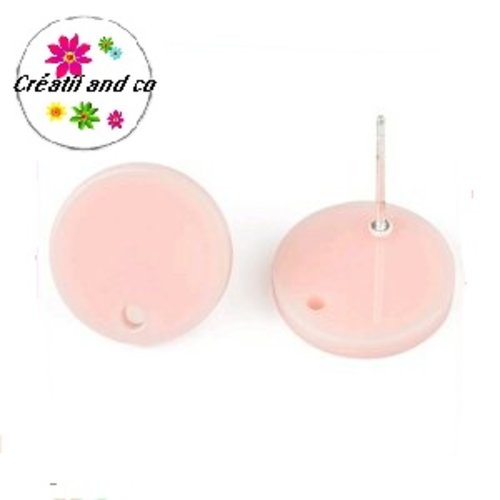 Clou oreille cercle rose clair acrylique et tige argent 925