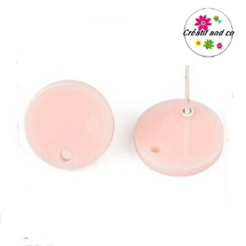 Clou oreille cercle rose clair acrylique et tige argent 925