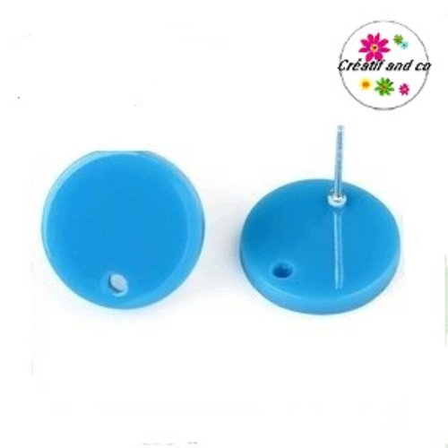 Clou oreille cercle bleu acrylique et tige argent 925
