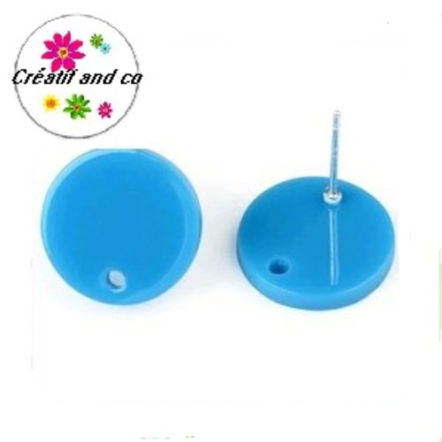 Clou oreille cercle bleu acrylique et tige argent 925